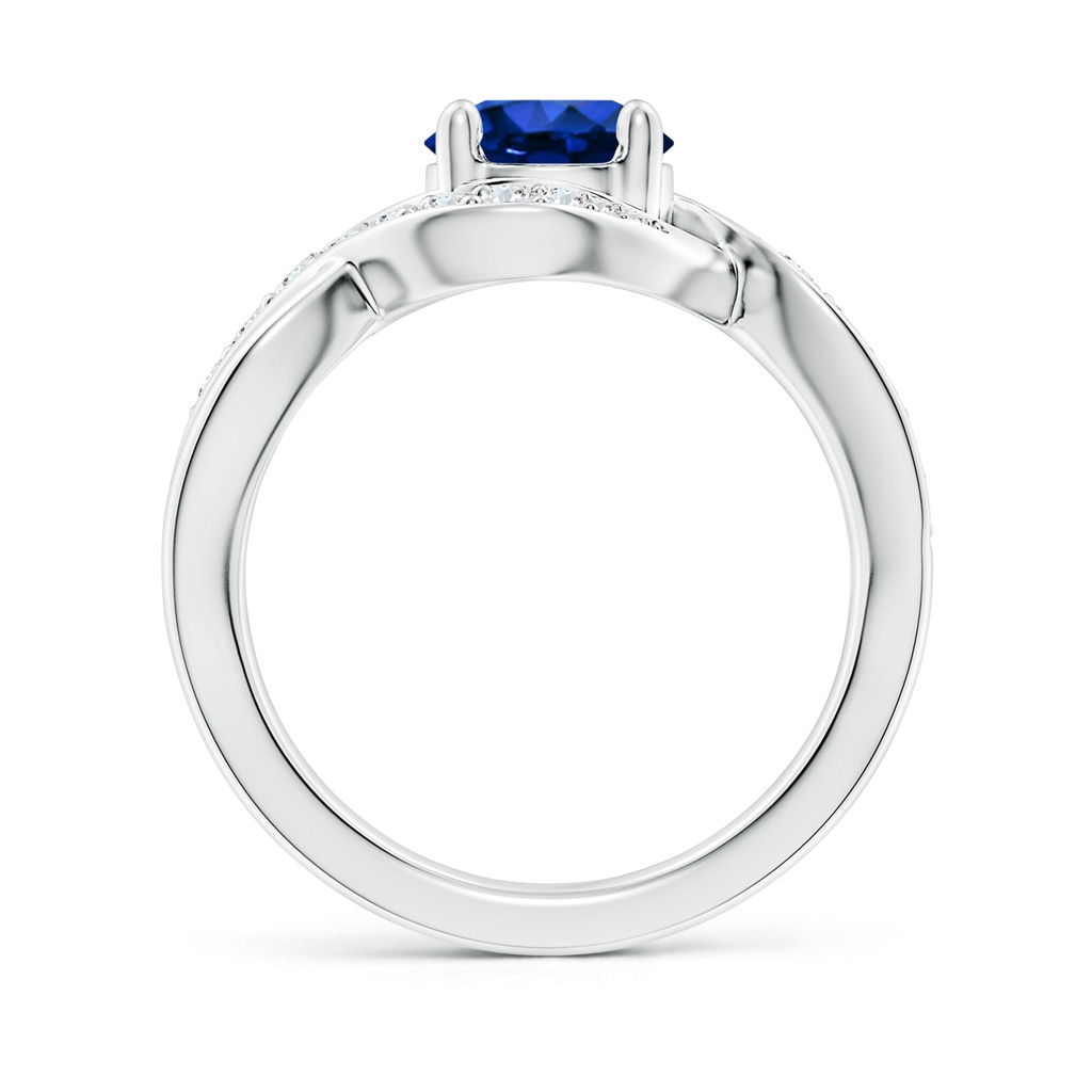 7mm AAAA Solitaire Round Blue Sapphire Infinity Promise Ring in P950 Platinum Side 199
