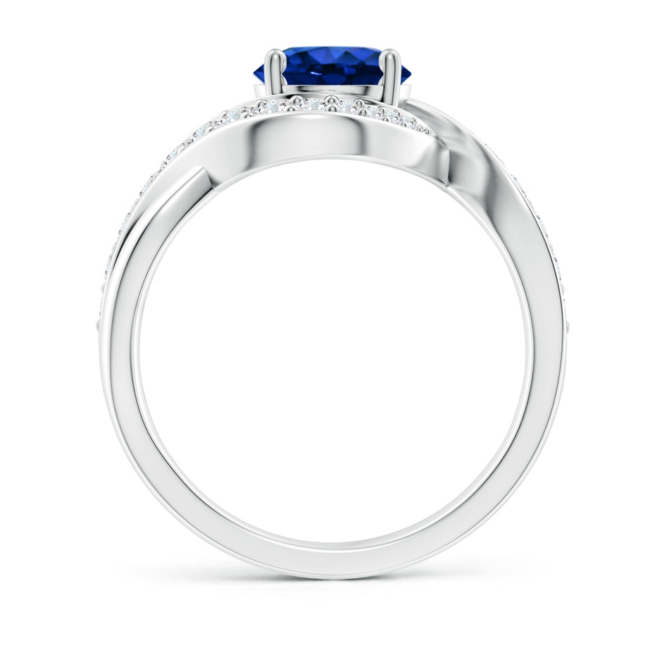 7mm AAAA Solitaire Round Blue Sapphire Infinity Promise Ring in P950 Platinum side 199