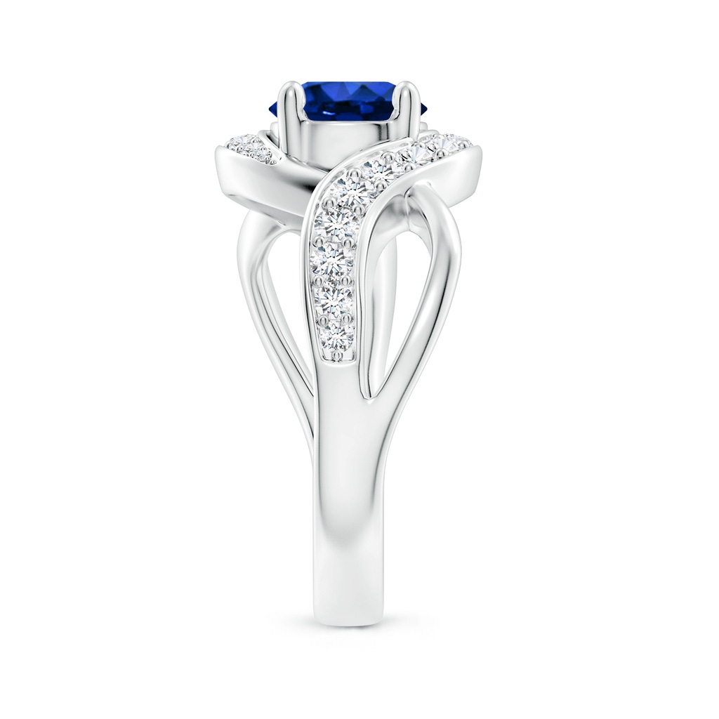 7mm AAAA Solitaire Round Blue Sapphire Infinity Promise Ring in P950 Platinum Side 299