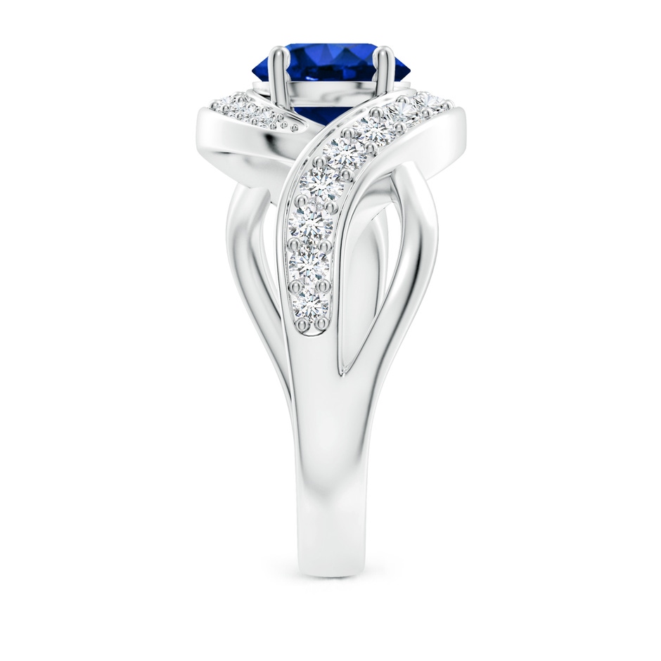 7mm AAAA Solitaire Round Blue Sapphire Infinity Promise Ring in P950 Platinum side 299