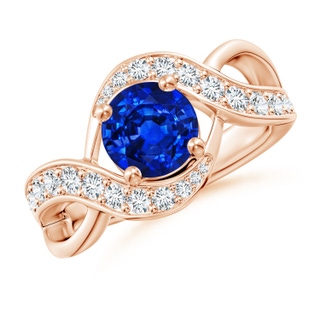 7mm AAAA Solitaire Round Blue Sapphire Infinity Promise Ring in Rose Gold