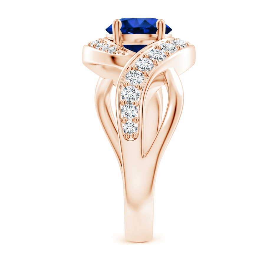 7mm AAAA Solitaire Round Blue Sapphire Infinity Promise Ring in Rose Gold side 299