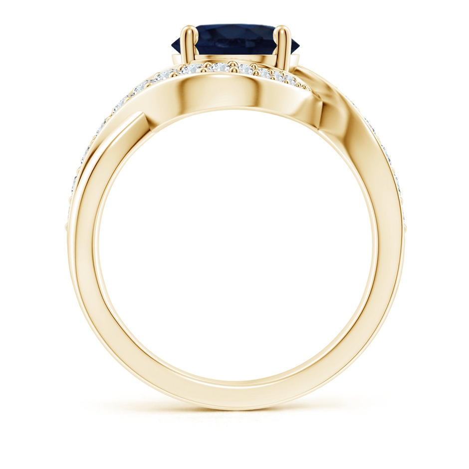 8mm A Solitaire Round Blue Sapphire Infinity Promise Ring in Yellow Gold side 199