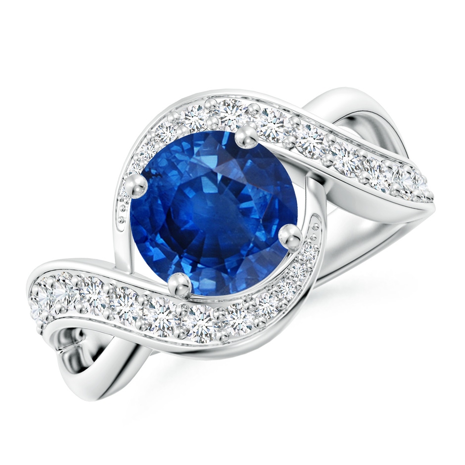 8mm AAA Solitaire Round Blue Sapphire Infinity Promise Ring in P950 Platinum 
