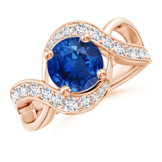 8mm AAA Solitaire Round Blue Sapphire Infinity Promise Ring in Rose Gold