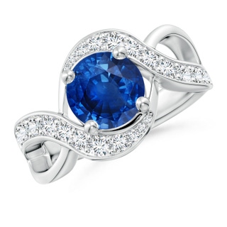 8mm AAA Solitaire Round Blue Sapphire Infinity Promise Ring in White Gold