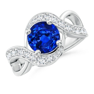 8mm AAAA Solitaire Round Blue Sapphire Infinity Promise Ring in P950 Platinum