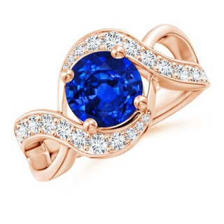 8mm AAAA Solitaire Round Blue Sapphire Infinity Promise Ring in Rose Gold