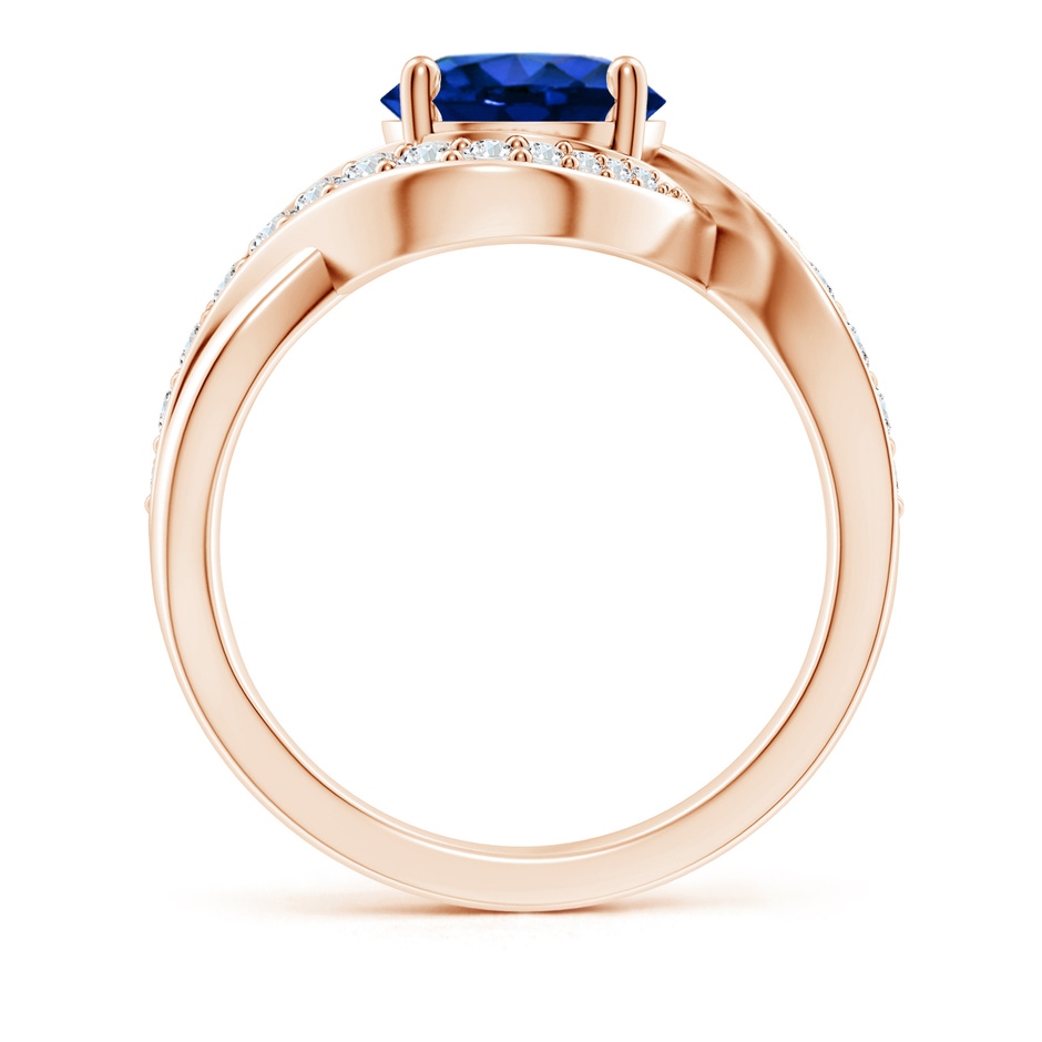 8mm AAAA Solitaire Round Blue Sapphire Infinity Promise Ring in Rose Gold side 199