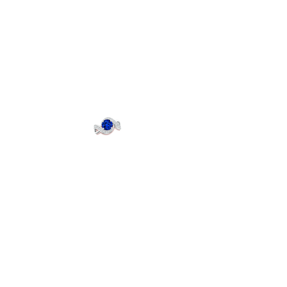8mm AAAA Solitaire Round Blue Sapphire Infinity Promise Ring in White Gold hand
