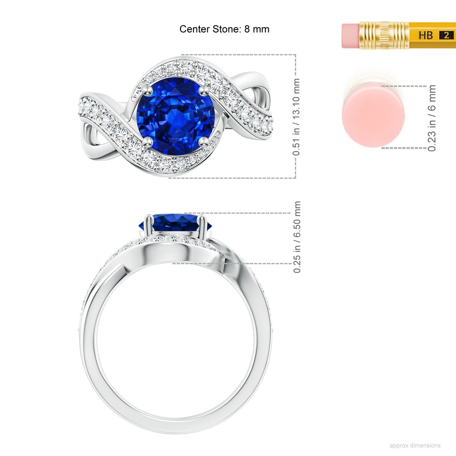 8mm AAAA Solitaire Round Blue Sapphire Infinity Promise Ring in White Gold ruler