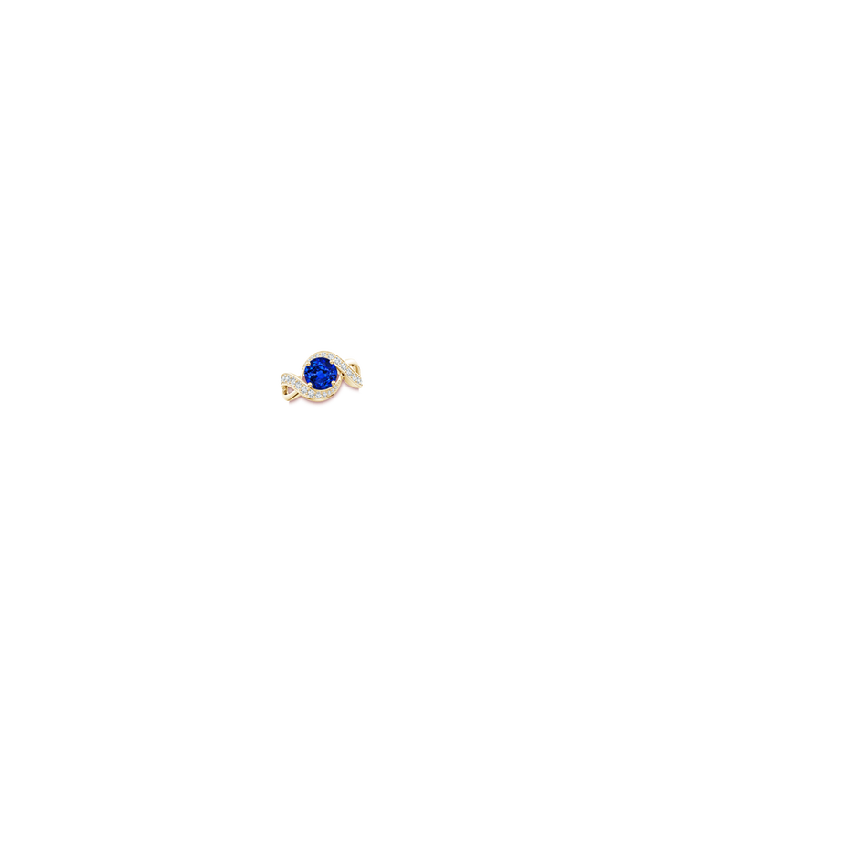 8mm AAAA Solitaire Round Blue Sapphire Infinity Promise Ring in Yellow Gold hand