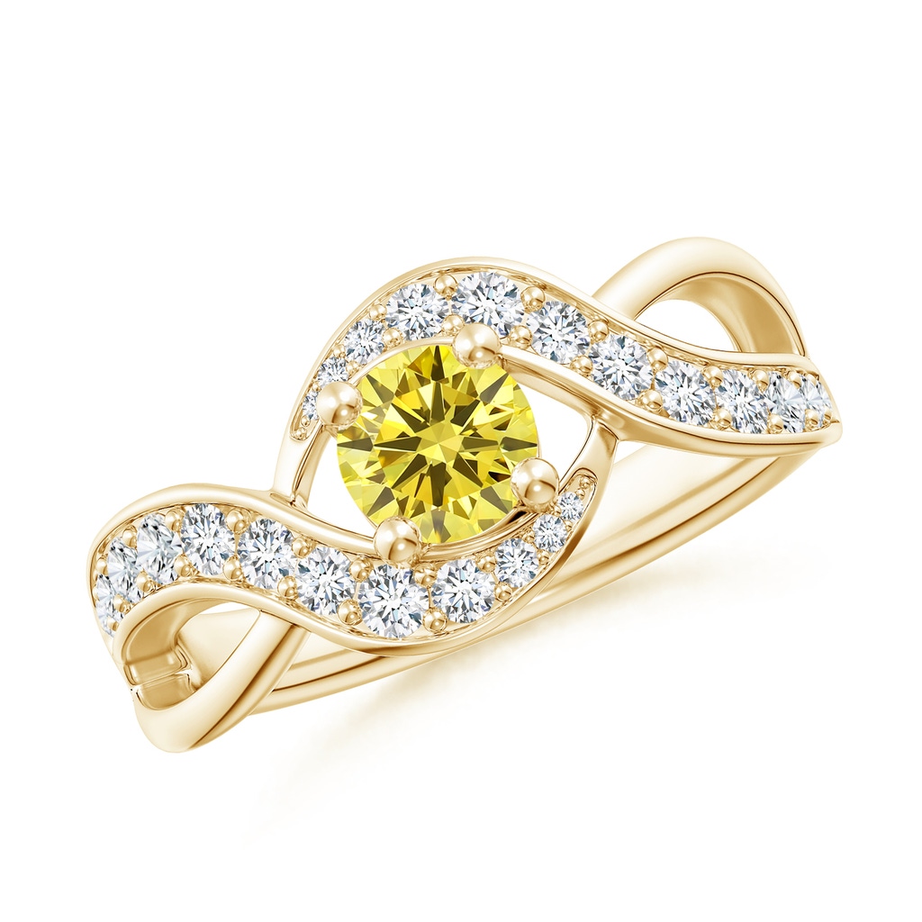 5.1mm AAAA Solitaire Round Fancy Intense Yellow Diamond Infinity Promise Ring in Yellow Gold