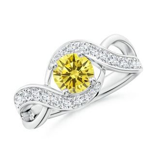 6mm AAAA Solitaire Round Fancy Intense Yellow Diamond Infinity Promise Ring in S999 Silver