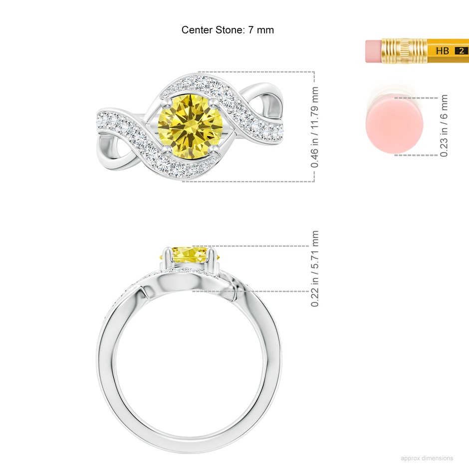 7mm AAAA Solitaire Round Fancy Intense Yellow Diamond Infinity Promise Ring in White Gold ruler