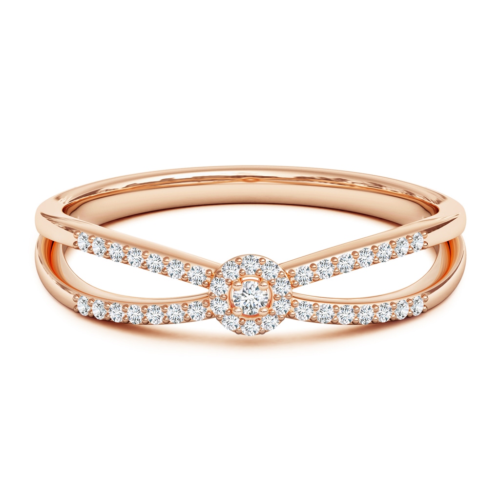 1.6mm GVS2 Round Diamond Clustre Split Shank Promise Ring in Rose Gold