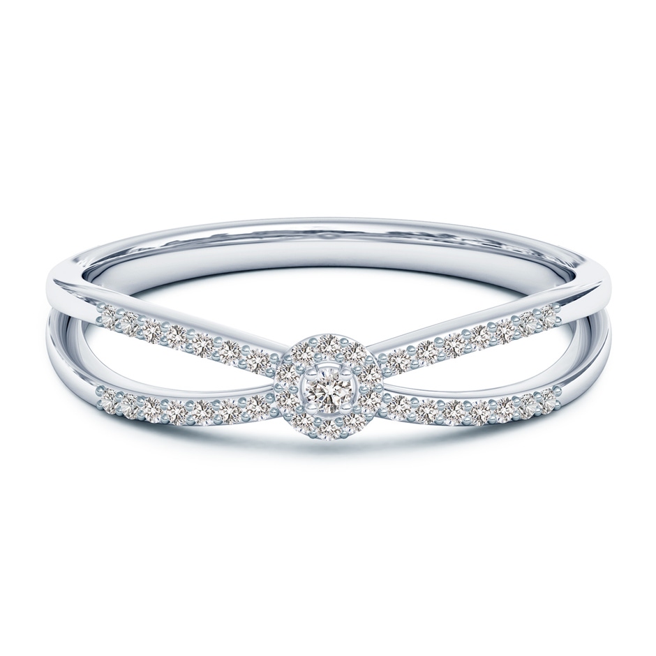 1.6mm IJI1I2 Round Diamond Cluster Split Shank Promise Ring in White Gold 