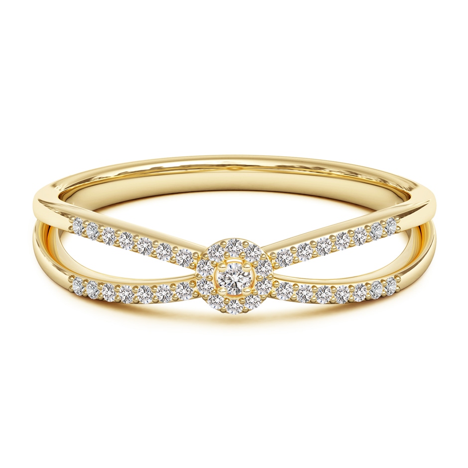 1.6mm IJI1I2 Round Diamond Cluster Split Shank Promise Ring in Yellow Gold 
