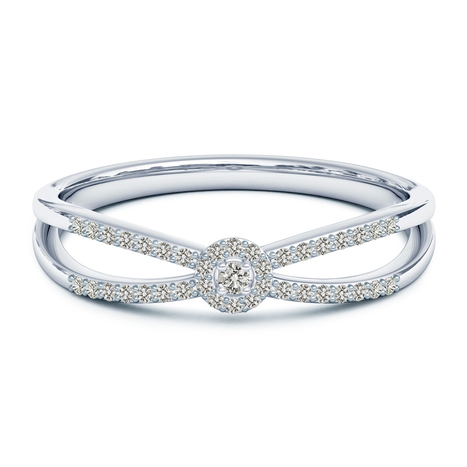 1.6mm KI3 Round Diamond Cluster Split Shank Promise Ring in White Gold 