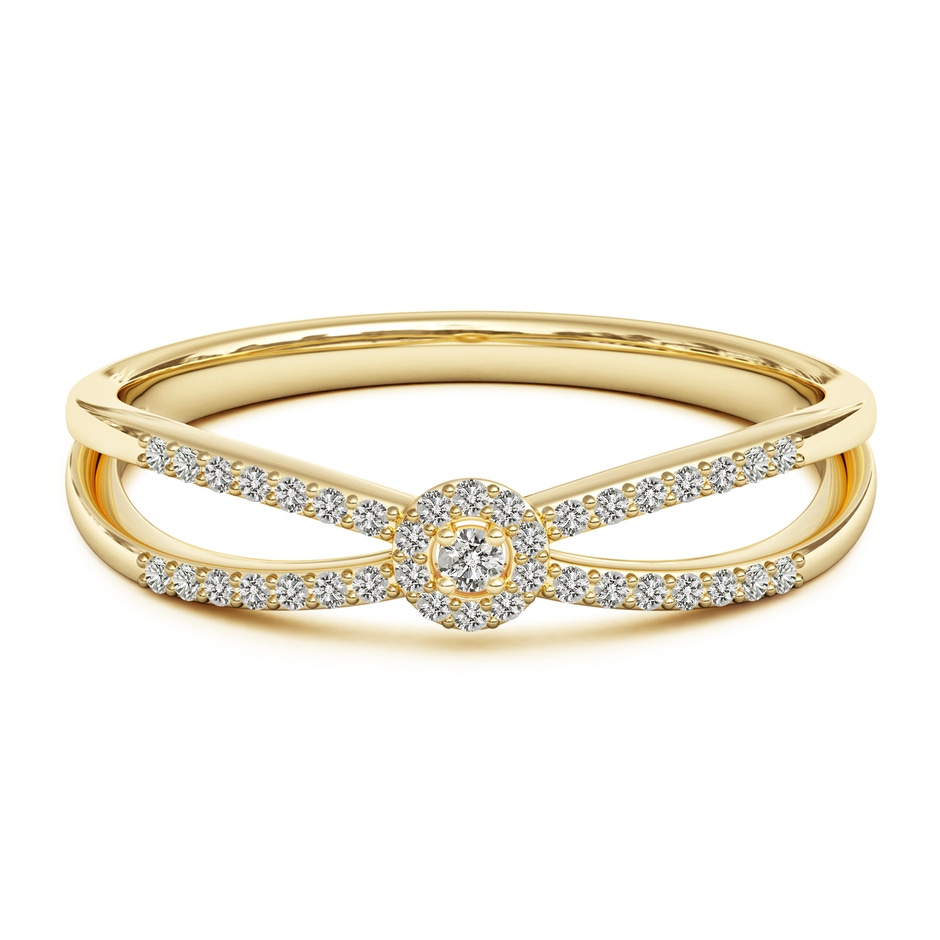 1.6mm KI3 Round Diamond Clustre Split Shank Promise Ring in Yellow Gold 