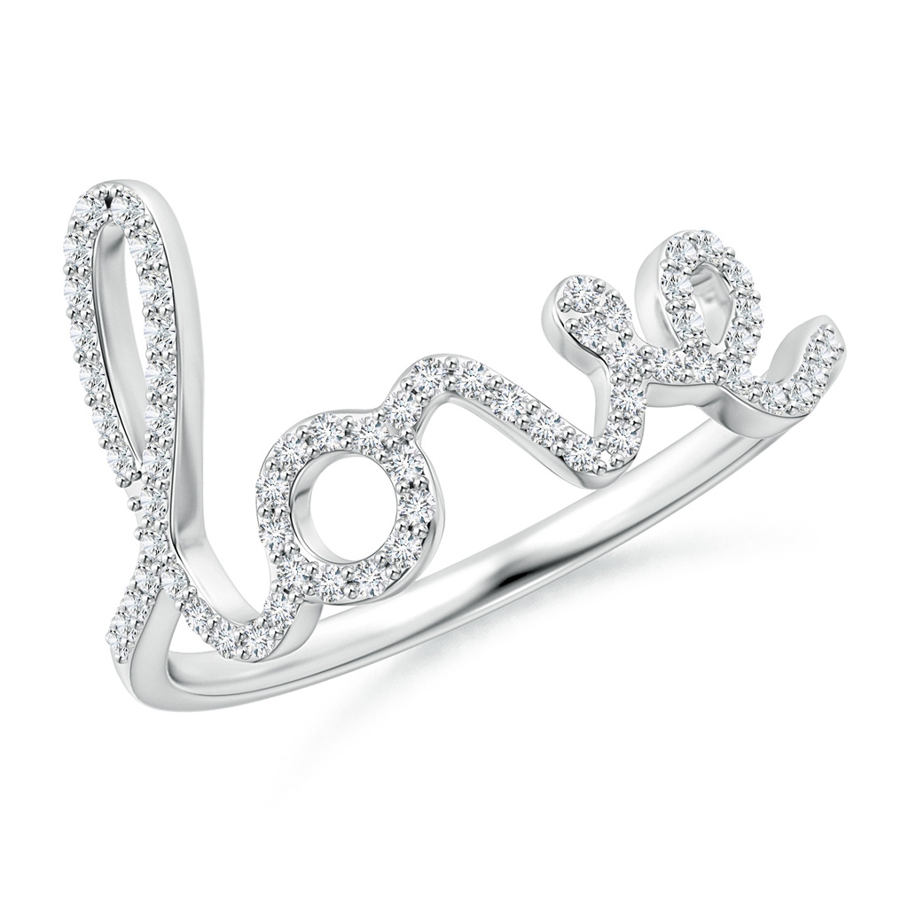 0.9mm GVS2 Prong Set Round Diamond Cursive "LOVE" Ring in S999 Silver
