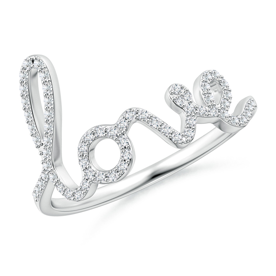 0.9mm GVS2 Prong Set Round Diamond Cursive "LOVE" Ring in S999 Silver 