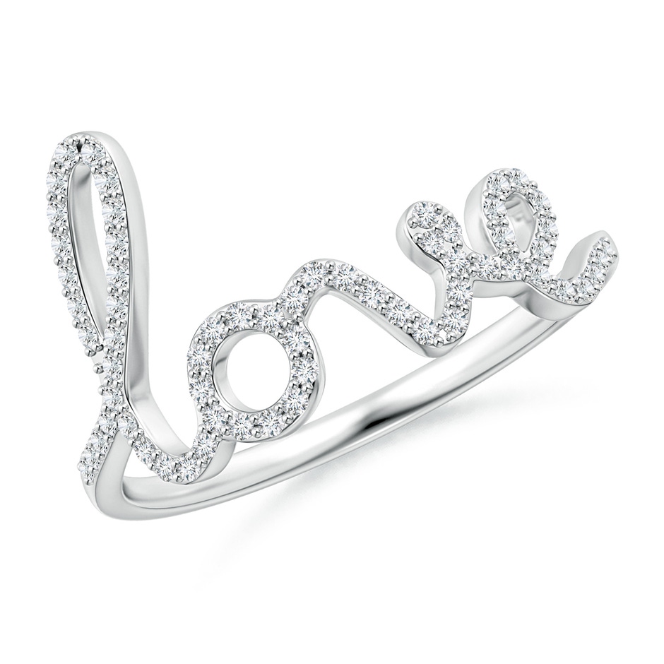 0.9mm GVS2 Prong Set Round Diamond Cursive "LOVE" Ring in White Gold Main-1