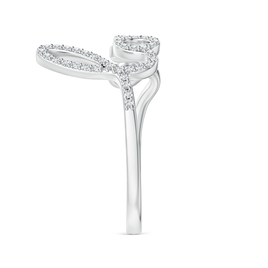 0.9mm GVS2 Prong Set Round Diamond Cursive "LOVE" Ring in White Gold side 299