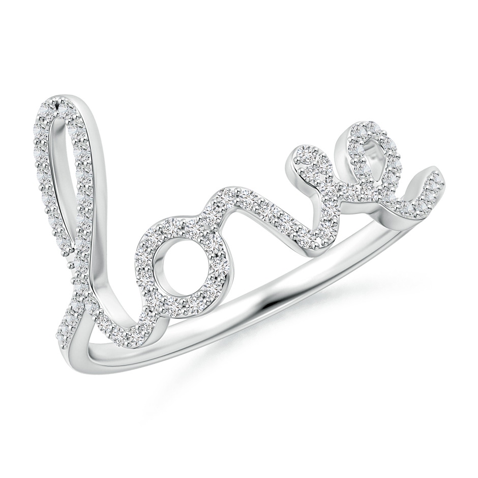0.9mm HSI2 Prong Set Round Diamond Cursive "LOVE" Ring in S999 Silver 