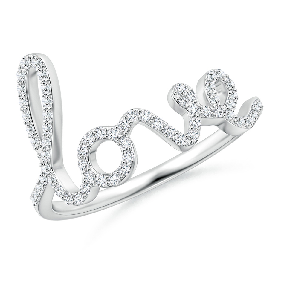 1mm GVS2 Prong Set Round Diamond Cursive "LOVE" Ring in White Gold 