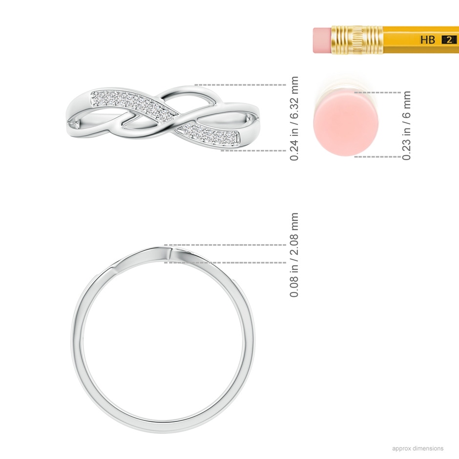 1.1mm GVS2 Pave Set Round Diamond Multi-Row Crossover Band in White Gold ruler