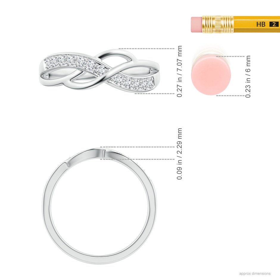 1.55mm GVS2 Pave Set Round Diamond Multi-Row Crossover Band in White Gold ruler