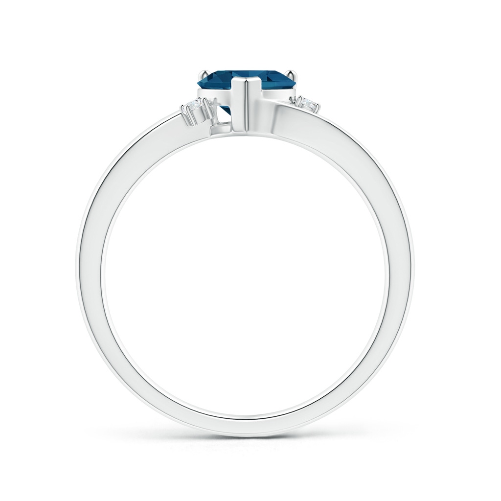6mm AAA Solitaire Heart London Blue Topaz Bypass Ring with Diamonds in 10K White Gold Product Image