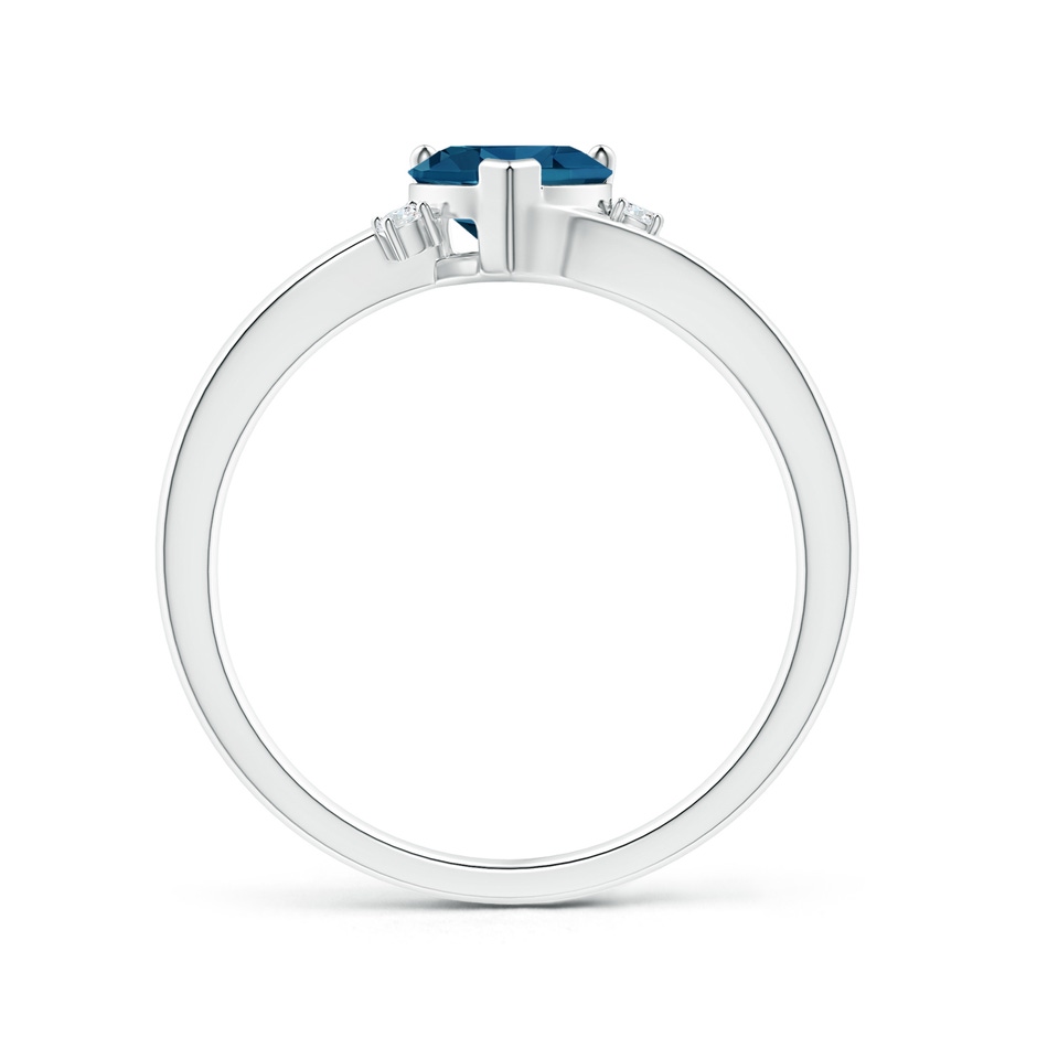 6mm AAA Solitaire Heart London Blue Topaz Bypass Ring with Diamonds in 10K White Gold product image