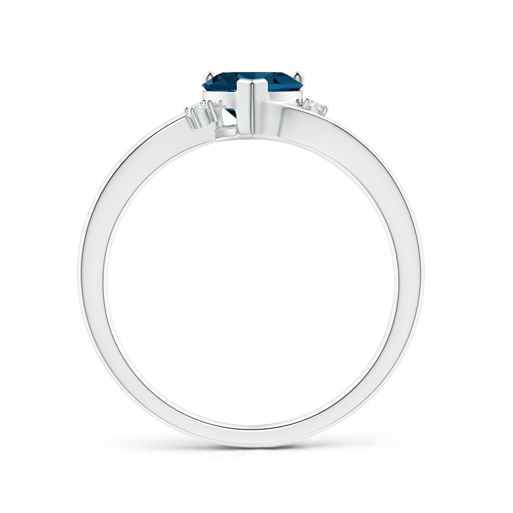 6mm AAAA Solitaire Heart London Blue Topaz Bypass Ring with Diamonds in P950 Platinum Product Image