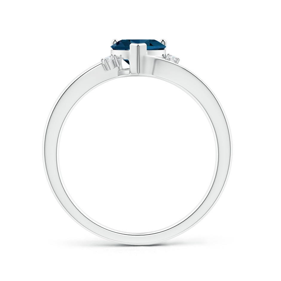 6mm AAAA Solitaire Heart London Blue Topaz Bypass Ring with Diamonds in S999 Silver product image