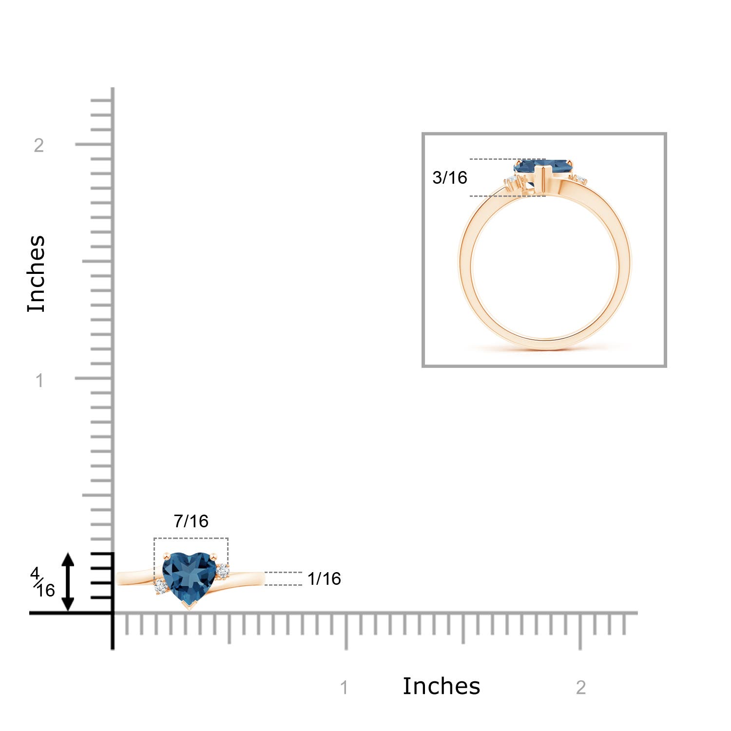 A - London Blue Topaz / 1.54 CT / 14 KT Rose Gold