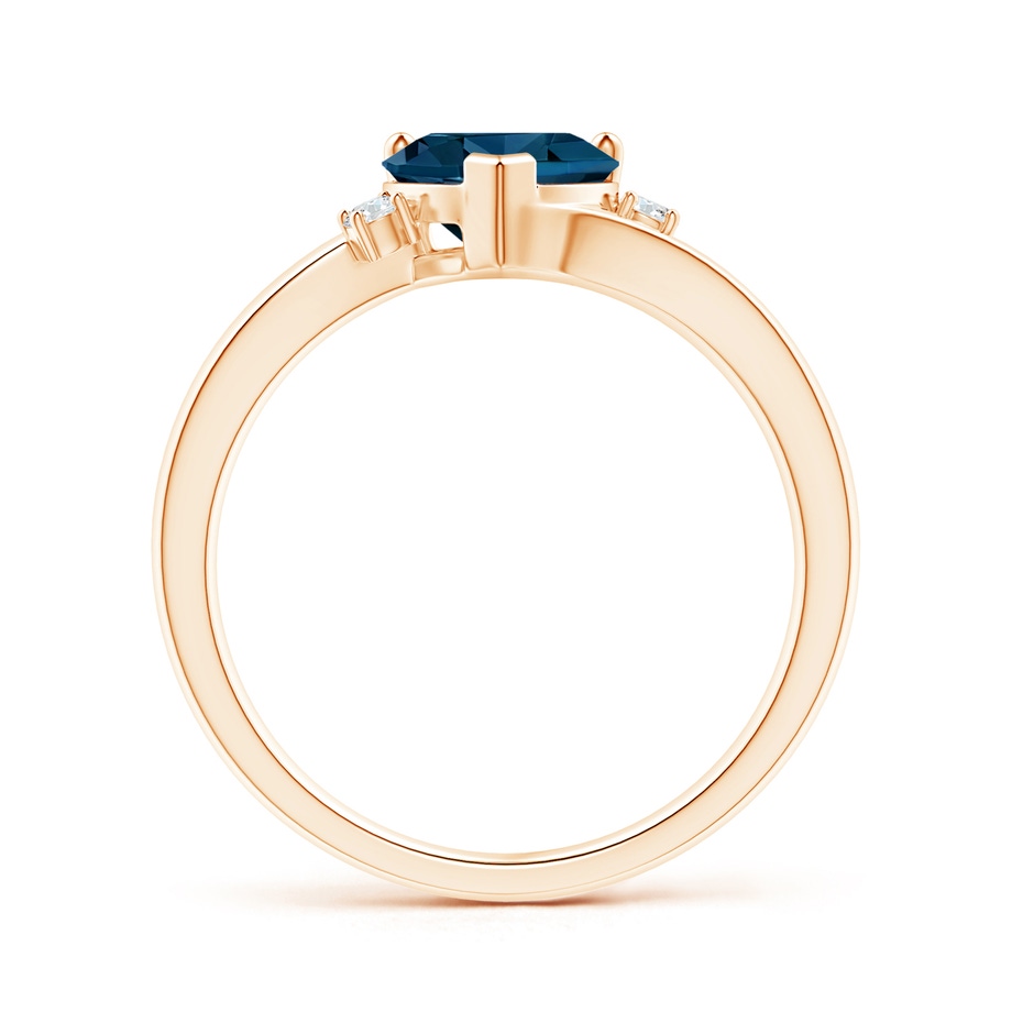 7mm AAAA Solitaire Heart London Blue Topaz Bypass Ring with Diamonds in Rose Gold product image