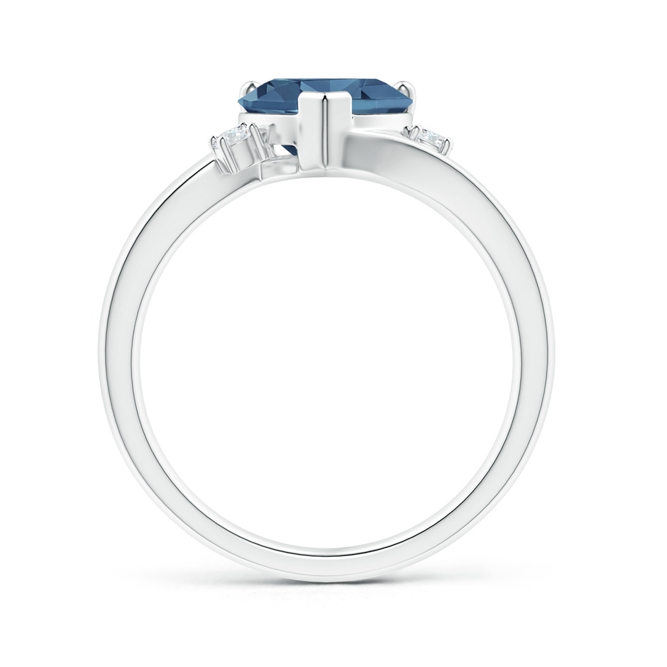 8mm A Solitaire Heart London Blue Topaz Bypass Ring with Diamonds in S999 Silver product image