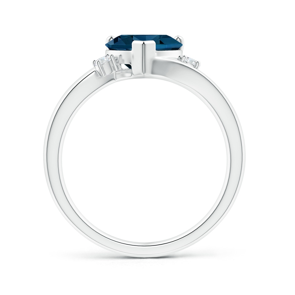 8mm AAAA Solitaire Heart London Blue Topaz Bypass Ring with Diamonds in S999 Silver product image