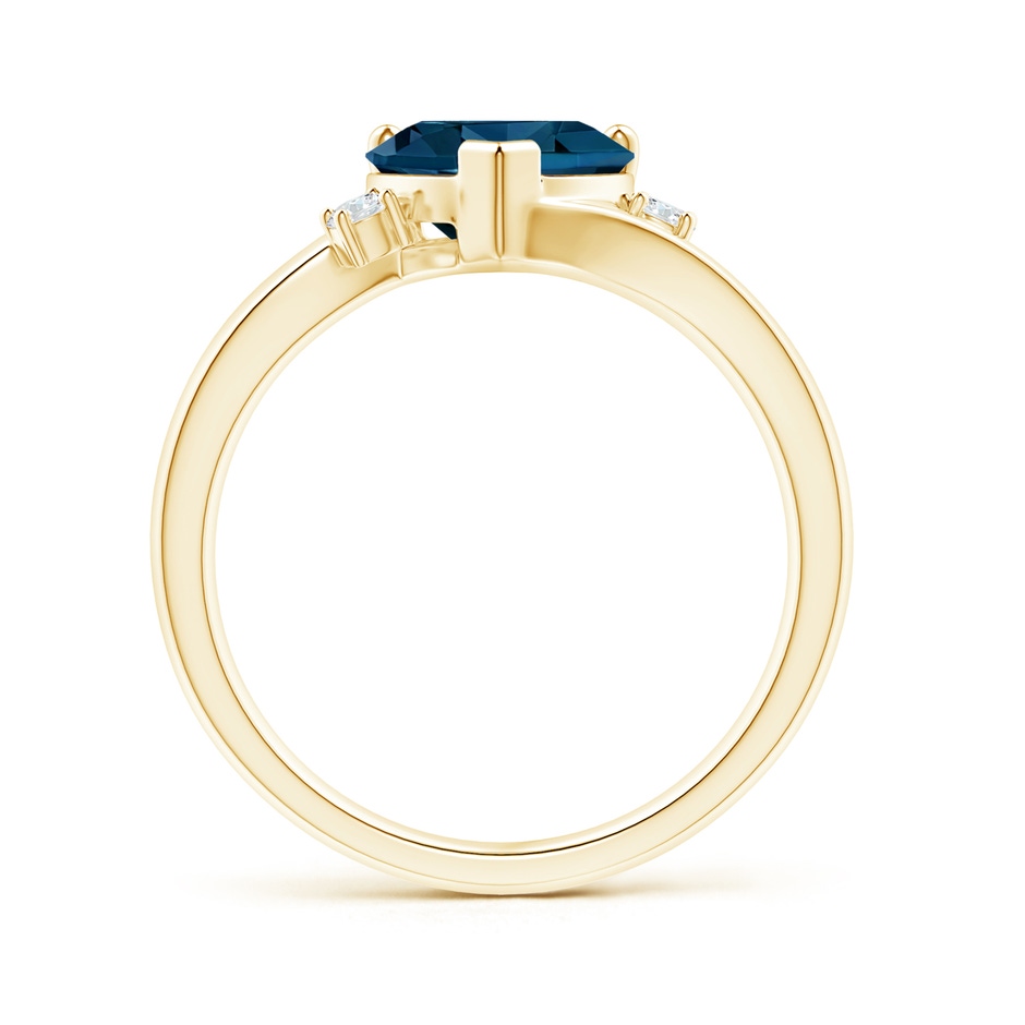 8mm AAAA Solitaire Heart London Blue Topaz Bypass Ring with Diamonds in Yellow Gold product image