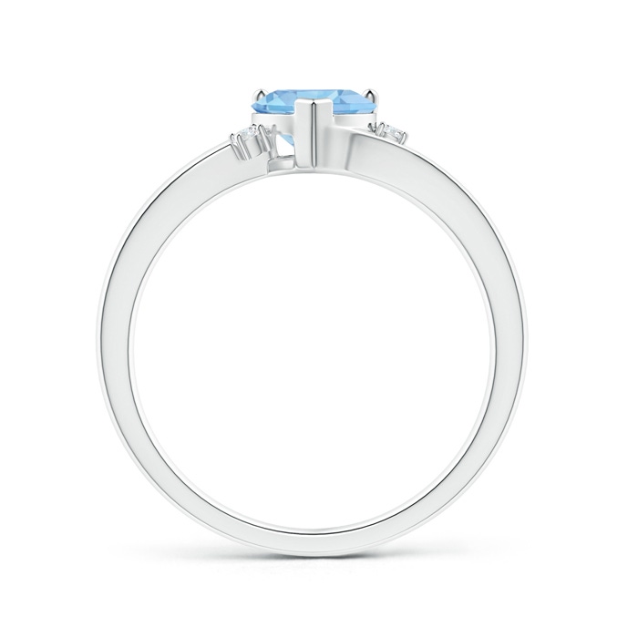 6mm A Solitaire Heart Swiss Blue Topaz Bypass Ring with Diamonds in S999 Silver product image