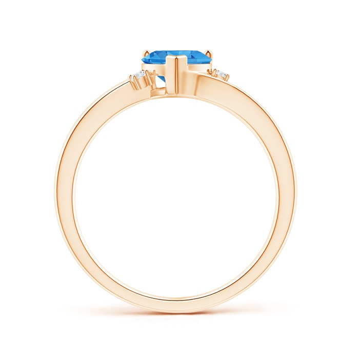 6mm AAAA Solitaire Heart Swiss Blue Topaz Bypass Ring with Diamonds in 9K Rose Gold product image