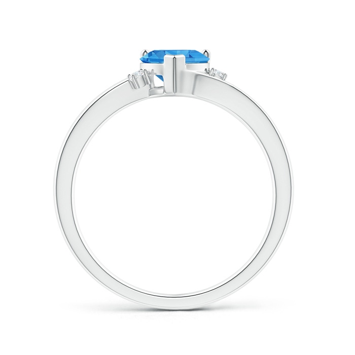 6mm AAAA Solitaire Heart Swiss Blue Topaz Bypass Ring with Diamonds in P950 Platinum product image