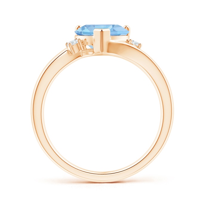 8mm A Solitaire Heart Swiss Blue Topaz Bypass Ring with Diamonds in Rose Gold product image