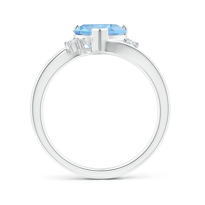8mm A Solitaire Heart Swiss Blue Topaz Bypass Ring with Diamonds in S999 Silver product image