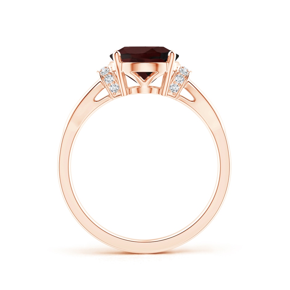 10x8mm A Solitaire Garnet Split Shank Ring with Diamonds in Rose Gold side-1