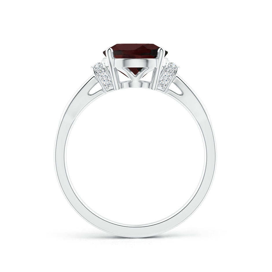 10x8mm A Solitaire Garnet Split Shank Ring with Diamonds in White Gold side-1