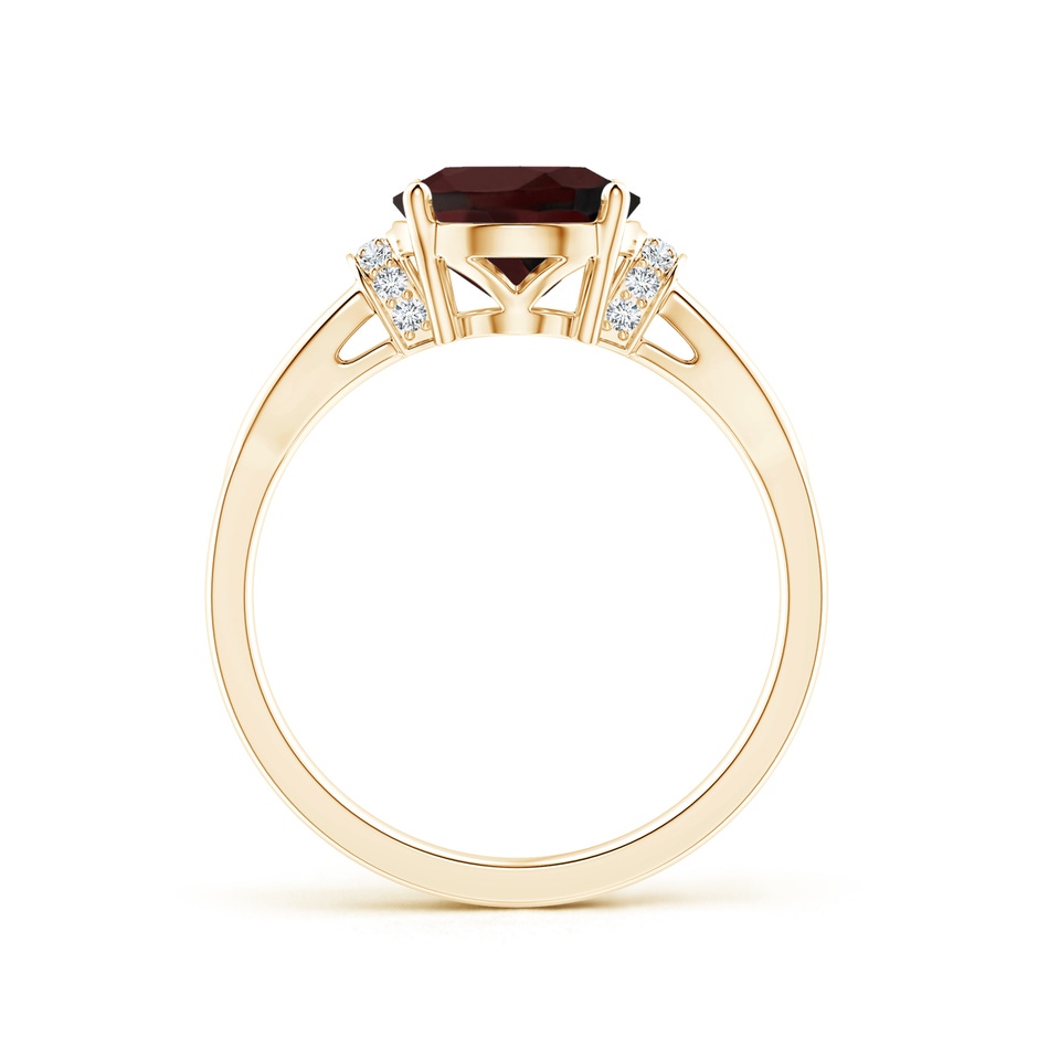 10x8mm A Solitaire Garnet Split Shank Ring with Diamonds in Yellow Gold side-1