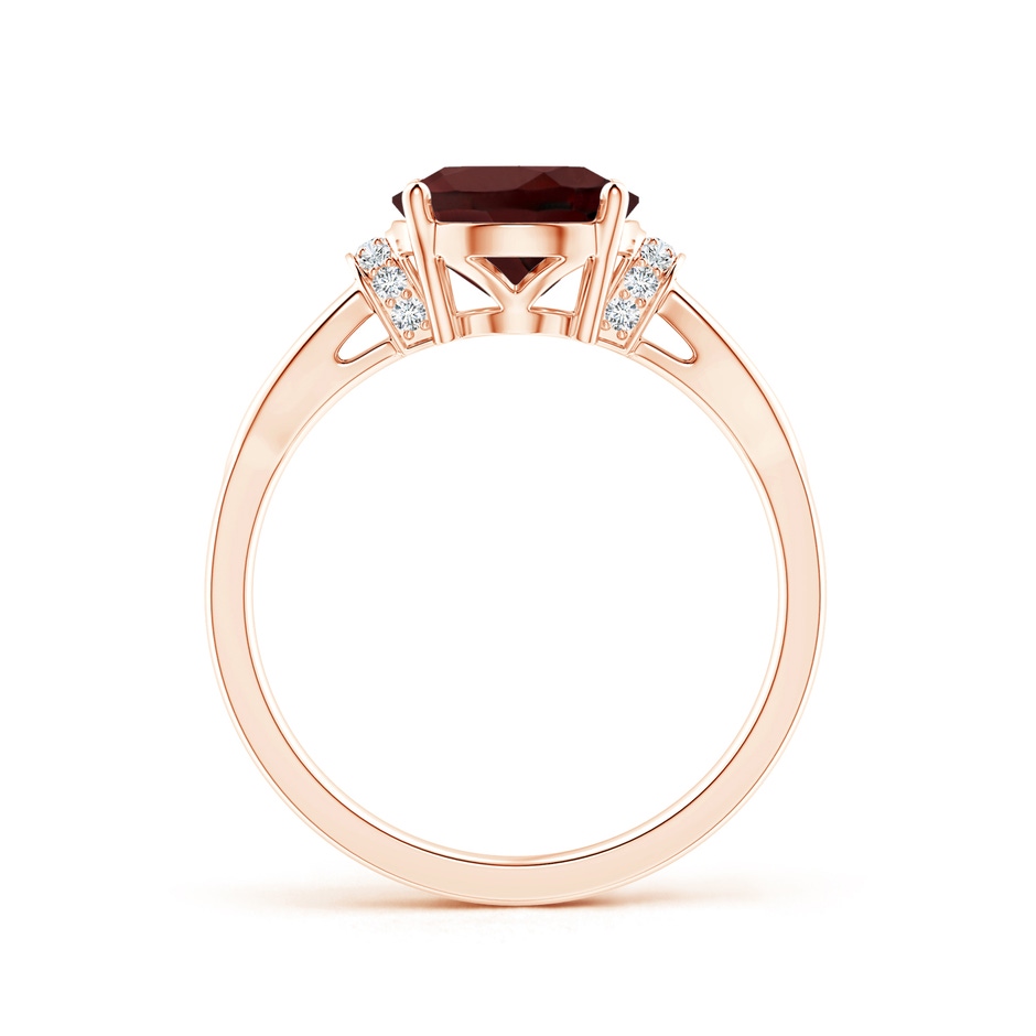 10x8mm AA Solitaire Garnet Split Shank Ring with Diamonds in Rose Gold side-1